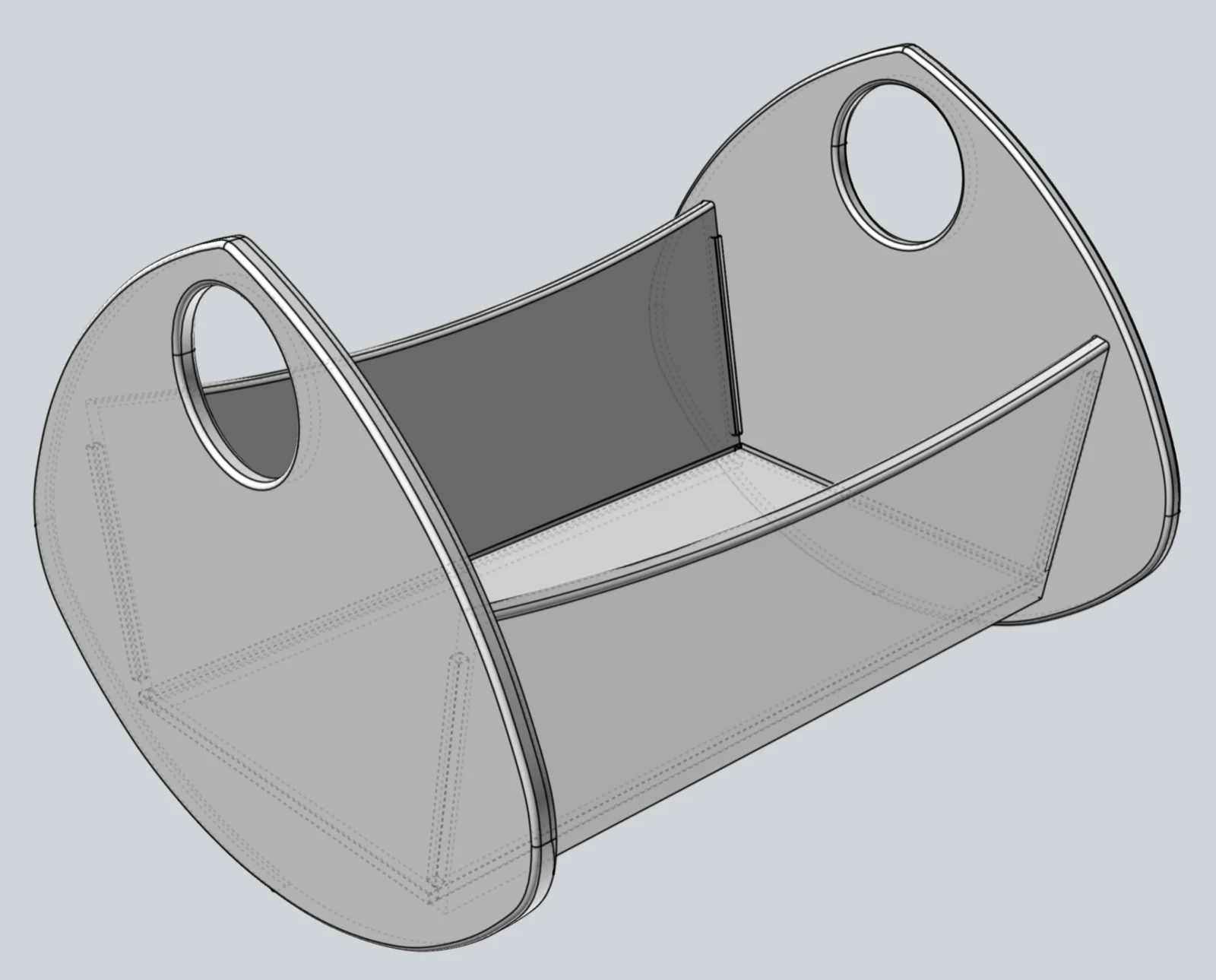 Baby doll carriage, 3D hidden-line CAD view