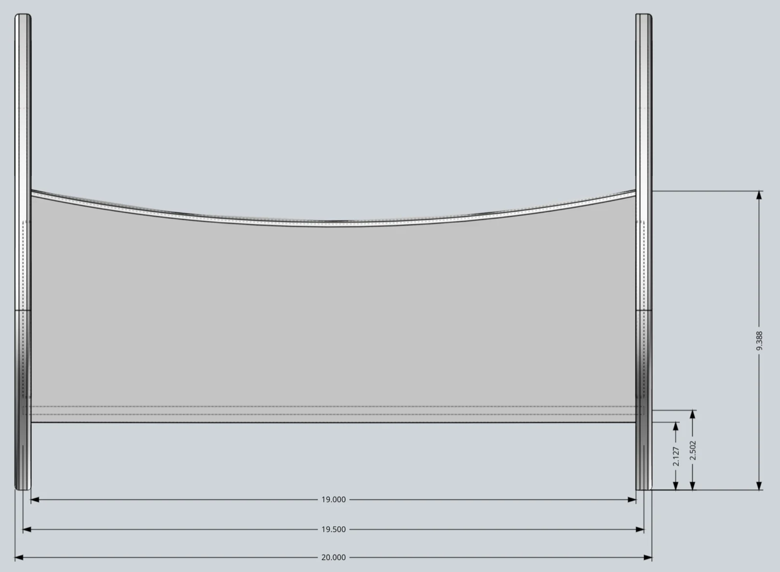 Baby doll carriage, side CAD view
