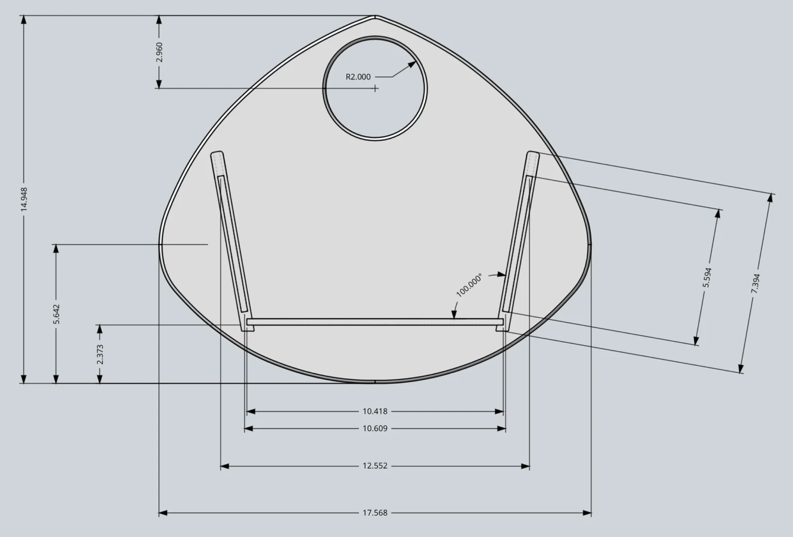 Baby doll carriage, end CAD view