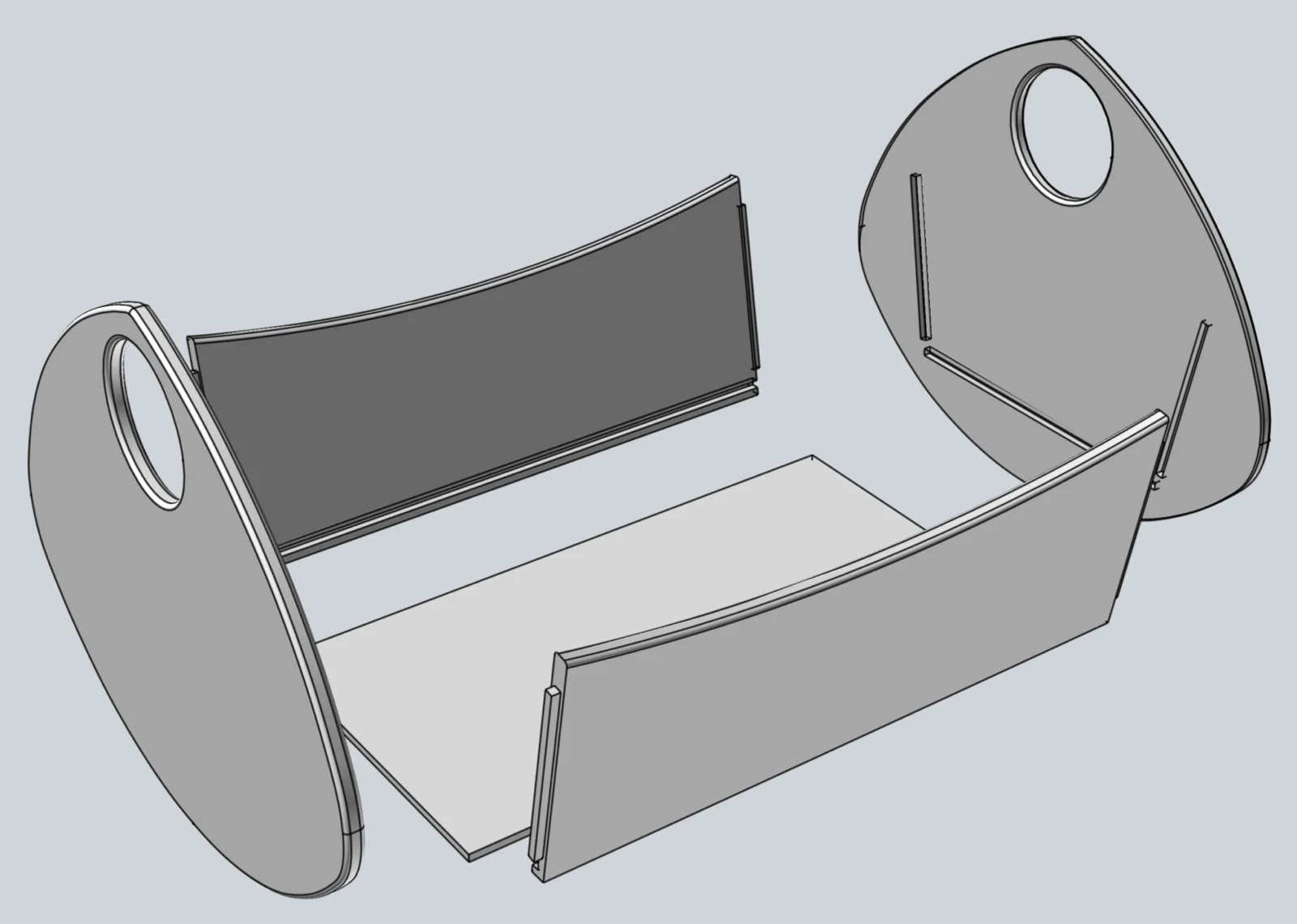 Baby doll carriage, exploded CAD view