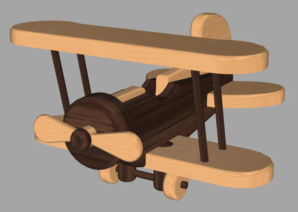 Biplane toy, 3D CAD render