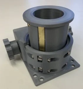 3D-printed Crayford focuser, front angled view