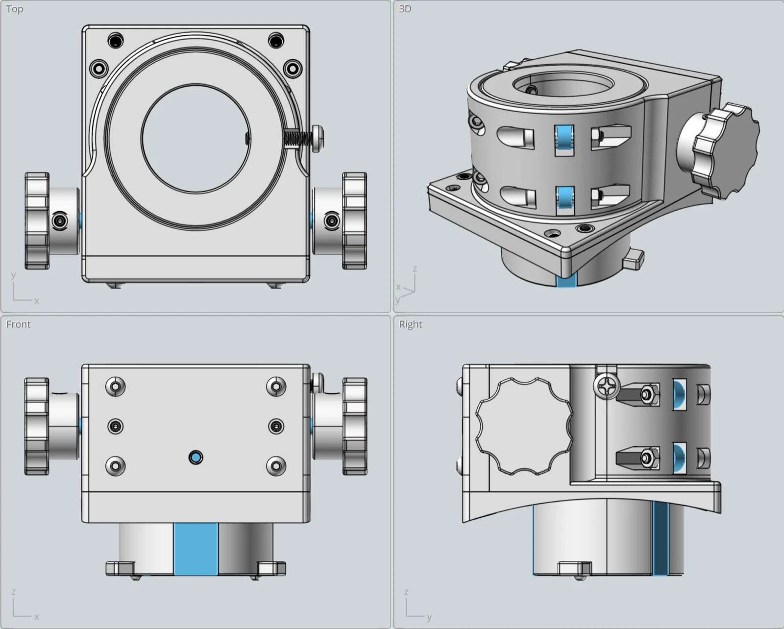 Crayford focuser CAD split view