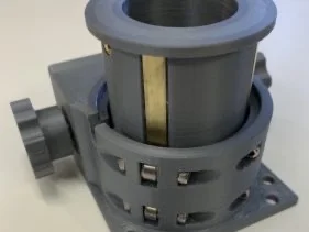 3D-printed Crayford focuser, front angled view