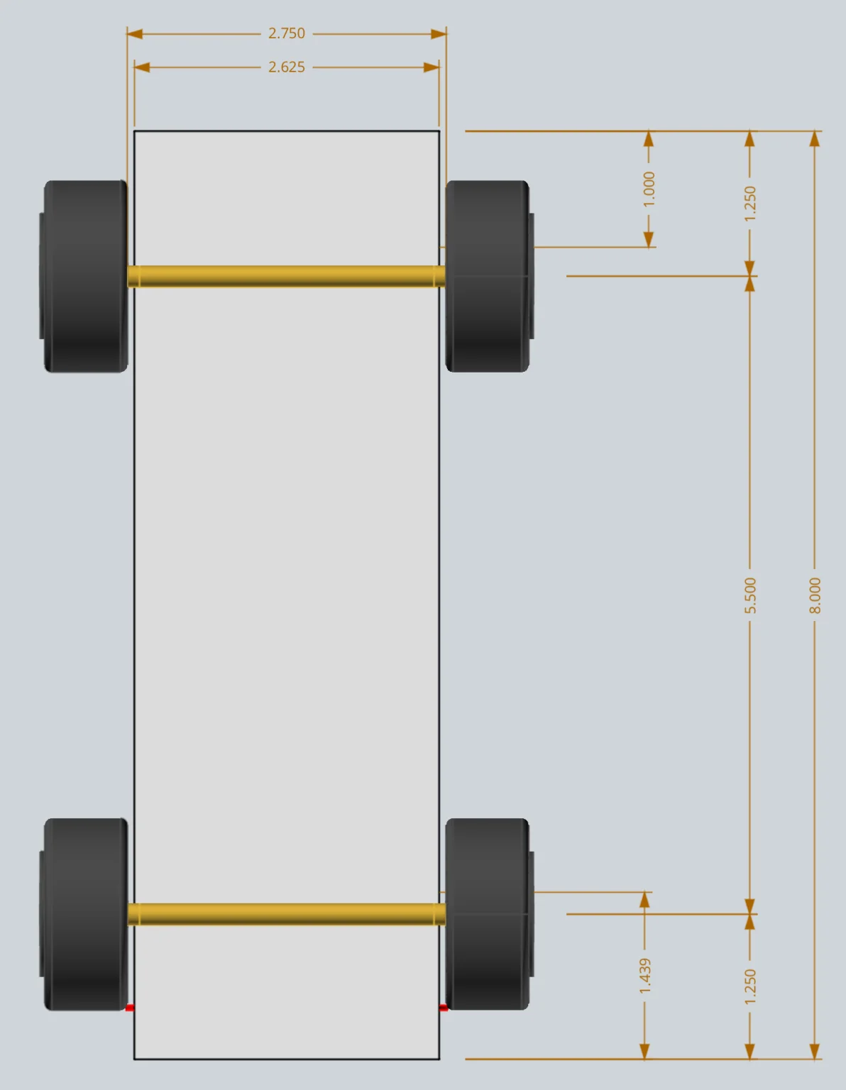 Fan powered toy car, bottom CAD view