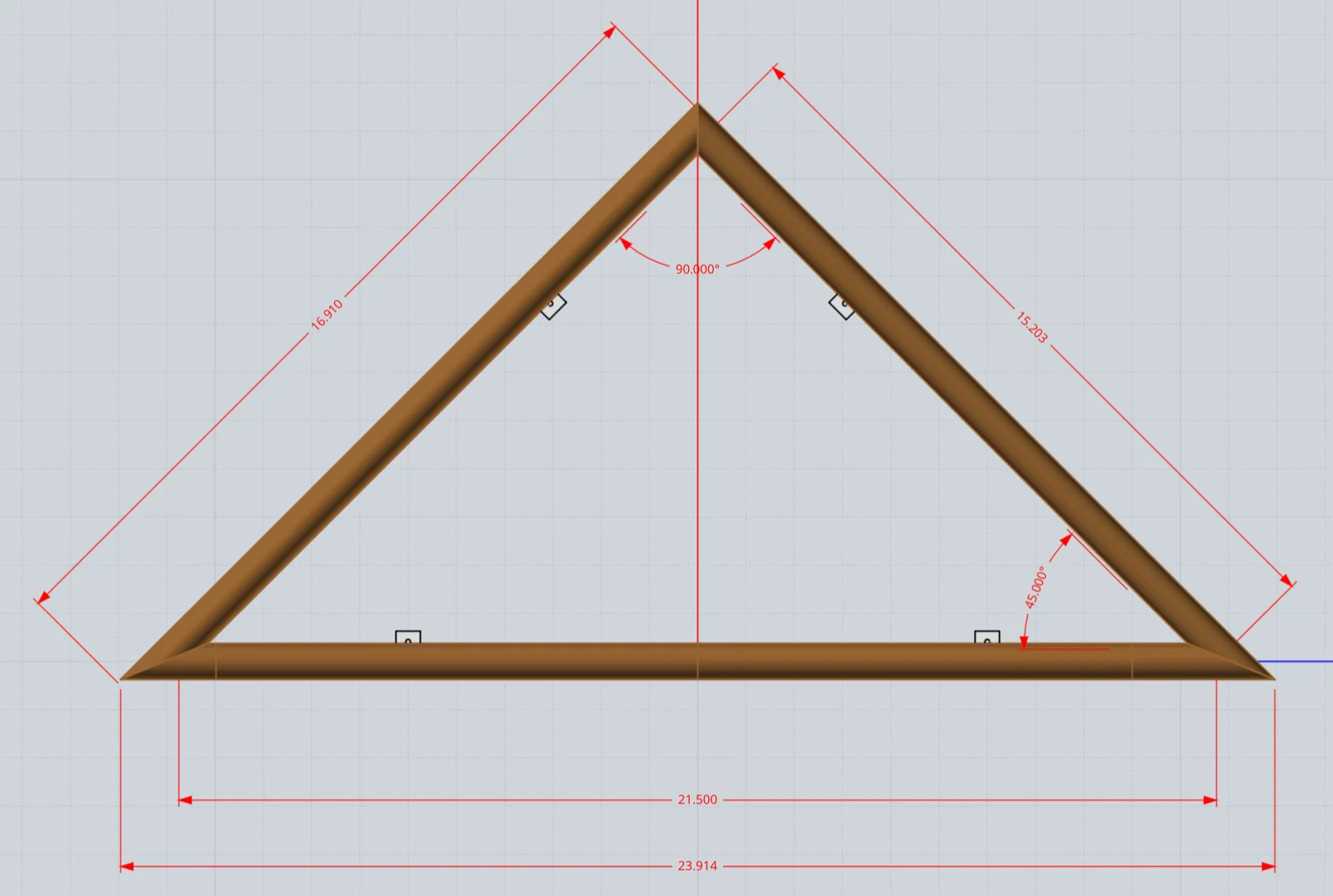 Flag display case, dimensioned CAD drawing