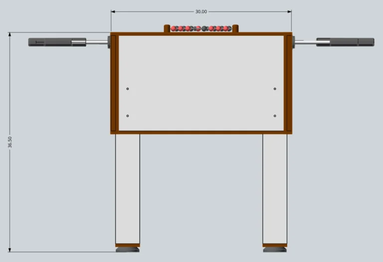Foosball table CAD drawing, end view