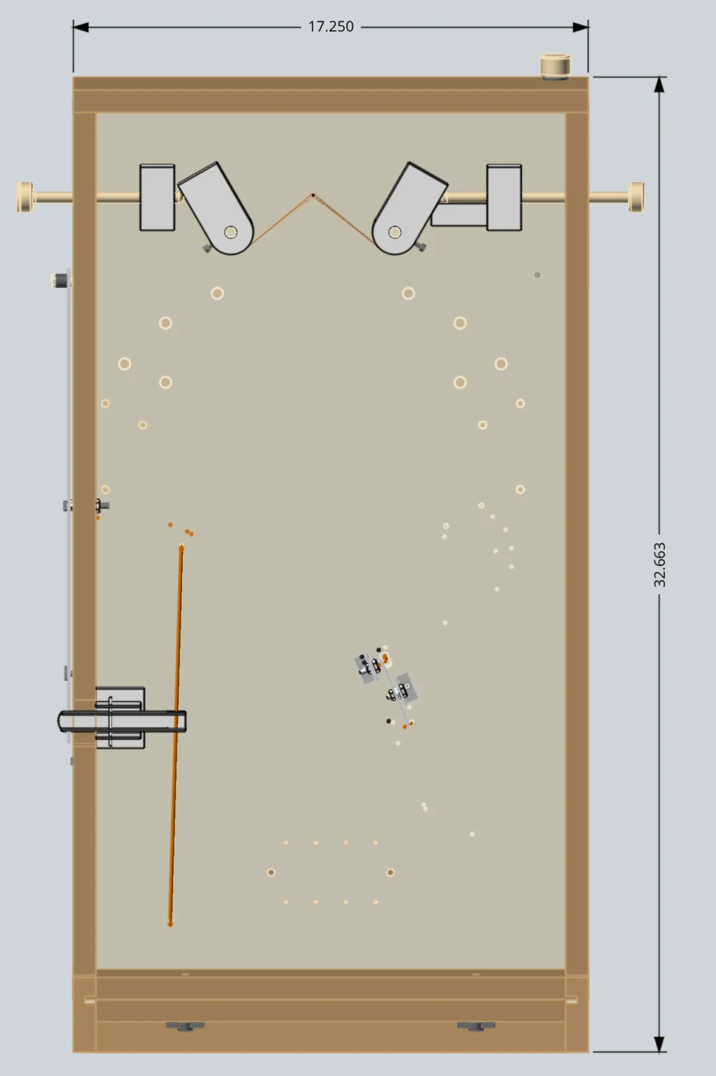 Mechanical pinball machine bottom CAD view