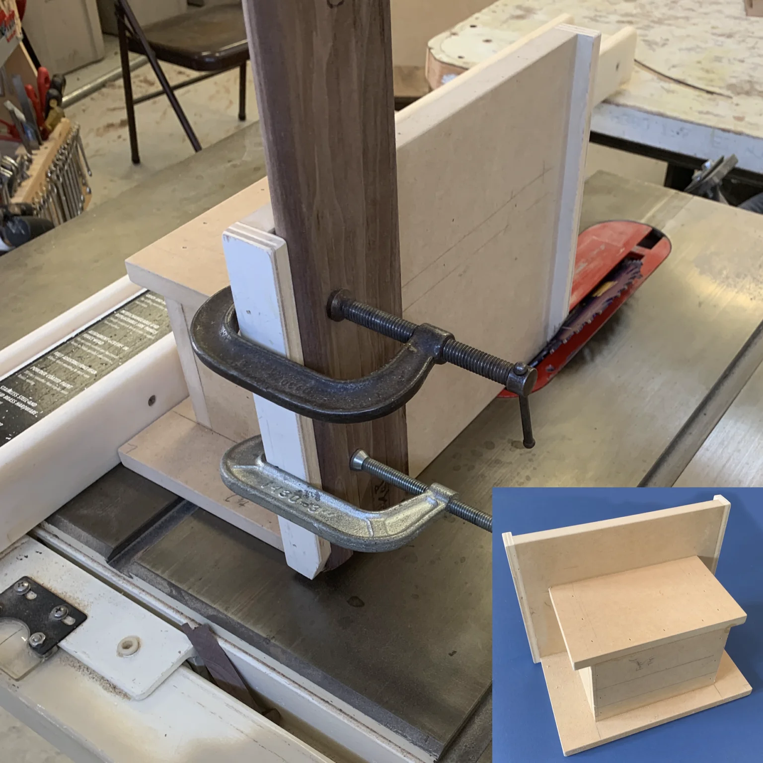 Tablesaw vertical tenon jig in use